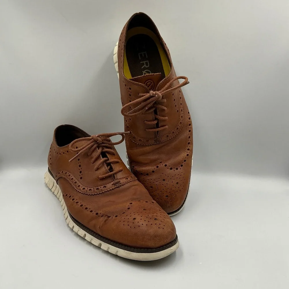 Cole Haan Zerogrand Wingtip Oxford British Tan‎ Leather Mens Shoes C23579